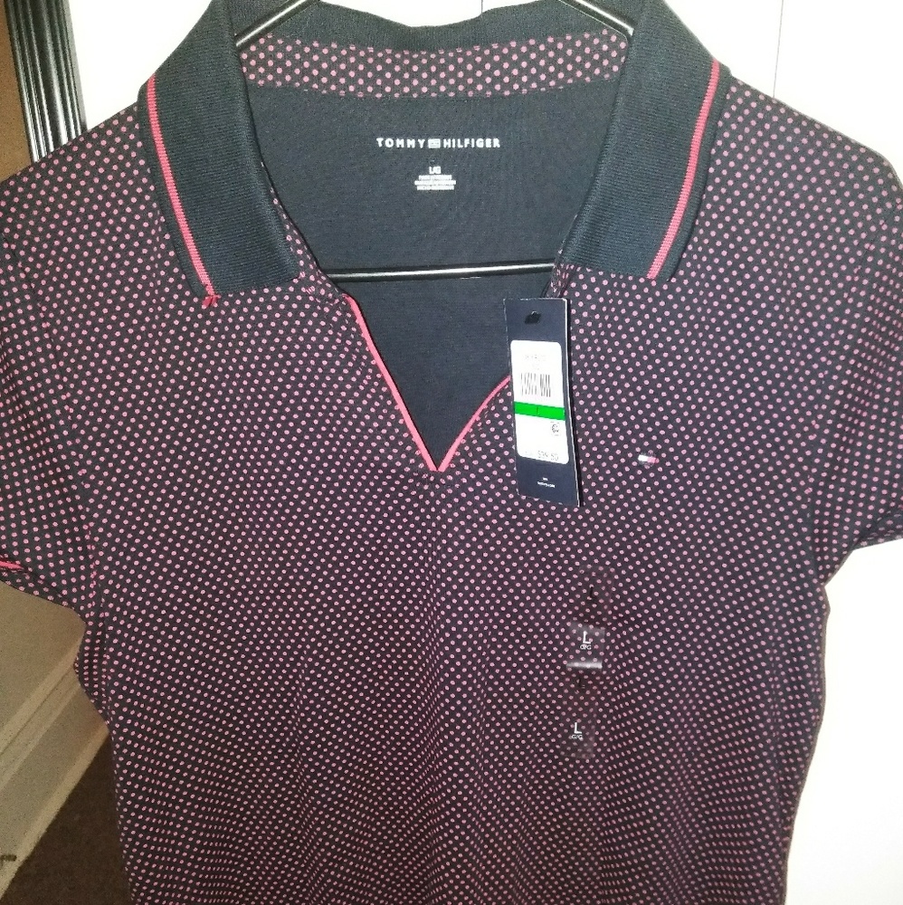 Tommy Hilfiger Vneck Polo Shirt NWT - Picture 2 of 2